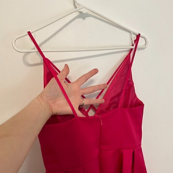 TOPSHOP Front Cross Minidress Magenta Pink Strappy Party Mini Fit & Flare Dress - Picture 11 of 14